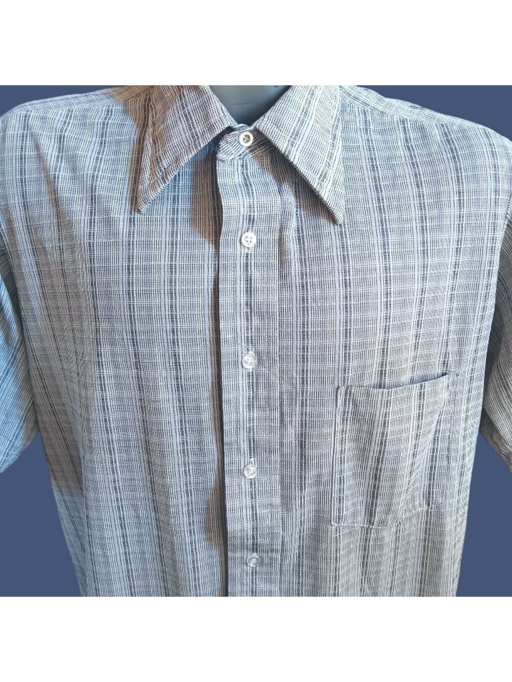 True Vintage Large Disco Shirt Checkered Hampshire House Van Heusen 1970's Knit